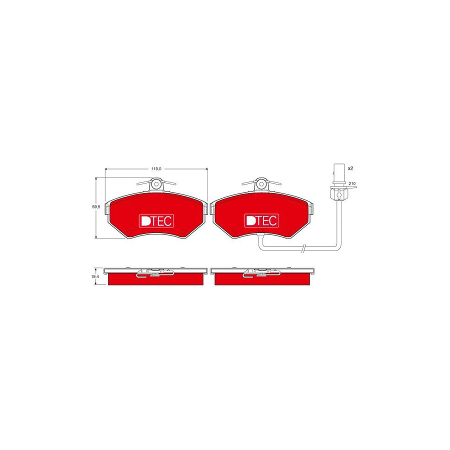 TRW Dtec Cotec Gdb1366Dte Brake Pad Set Incl Wear Warning Contact