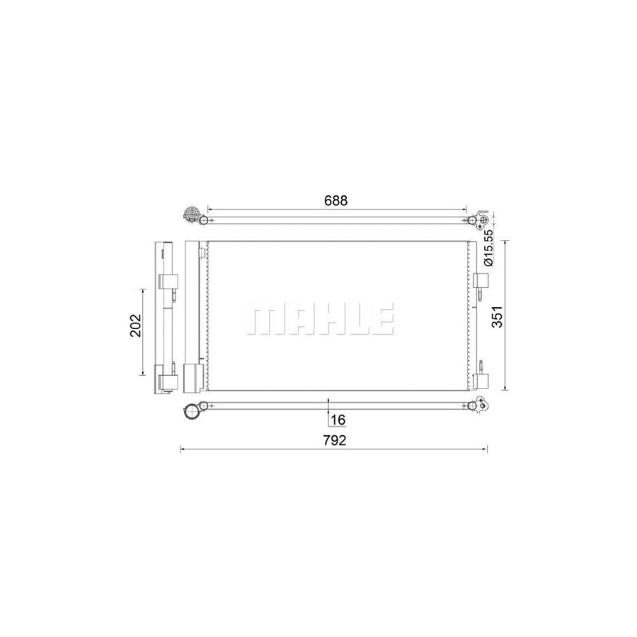 MAHLE ORIGINAL AC 486 000S Air conditioning condenser for RENAULT LAGUNA with dryer