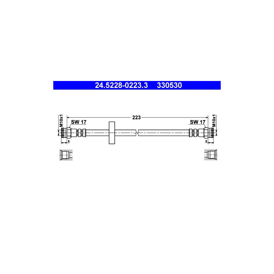 ATE 24 5228 0223 3 Brake Hose 223Mm