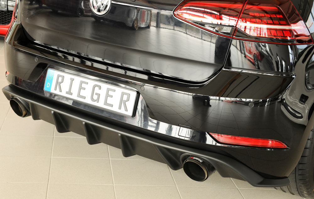 Rieger 00059589 VW Mk7 Golf GTI Rear Diffuser for Original Tailpipe Left & RIght - Matte Black