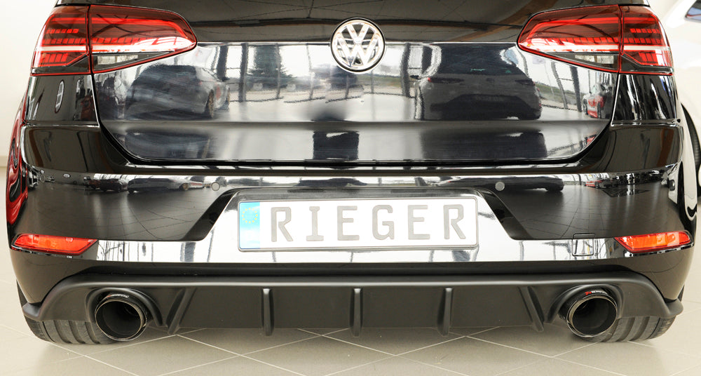 Rieger 00059589 VW Mk7 Golf GTI Rear Diffuser for Original Tailpipe Left & RIght - Matte Black