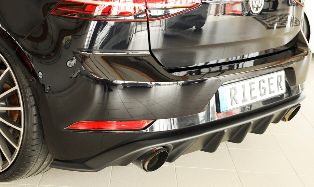 Rieger 00059589 VW Mk7 Golf GTI Rear Diffuser for Original Tailpipe Left & RIght - Matte Black