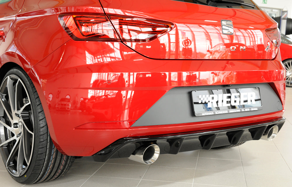 Rieger 00088133 SEAT 5F Leon FR Rear Diffuser for Sport Tailpipe Left & Right - Glossy Black
