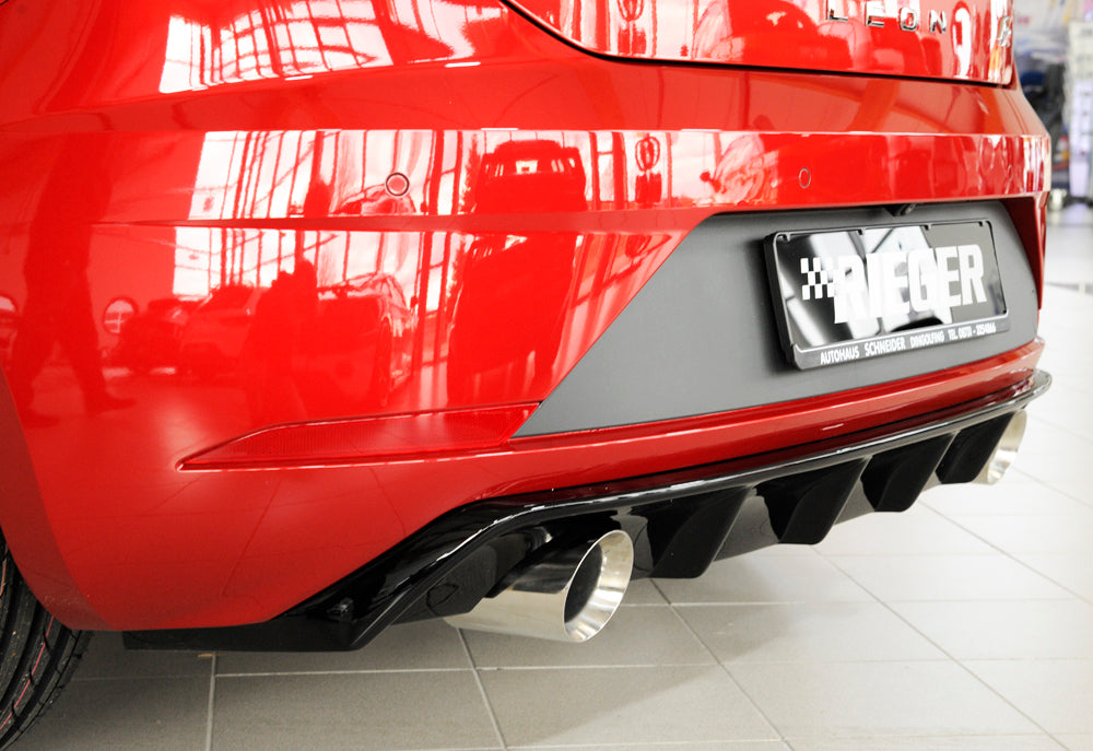 Rieger 00088133 SEAT 5F Leon FR Rear Diffuser for Sport Tailpipe Left & Right - Glossy Black