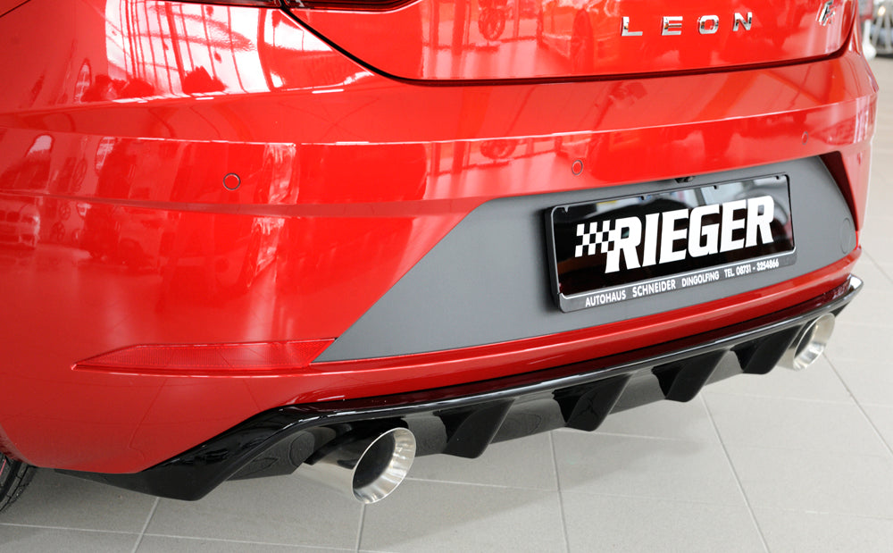 Rieger 00088133 SEAT 5F Leon FR Rear Diffuser for Sport Tailpipe Left & Right - Glossy Black