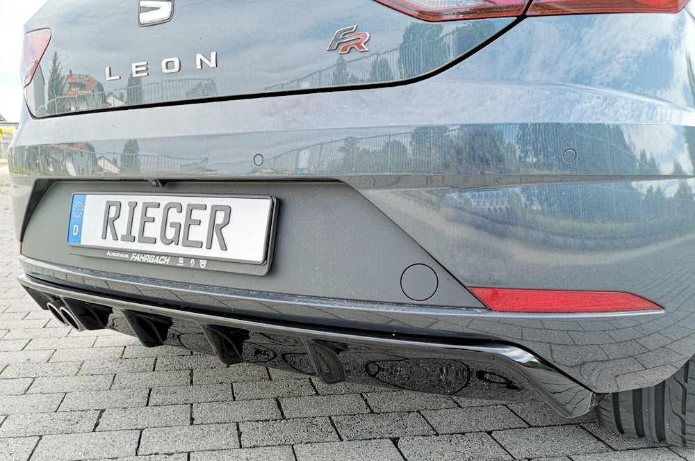 Rieger 00088132 SEAT 5F Leon FR Rear Diffuser for Twin Tailpipe Left - Glossy Black
