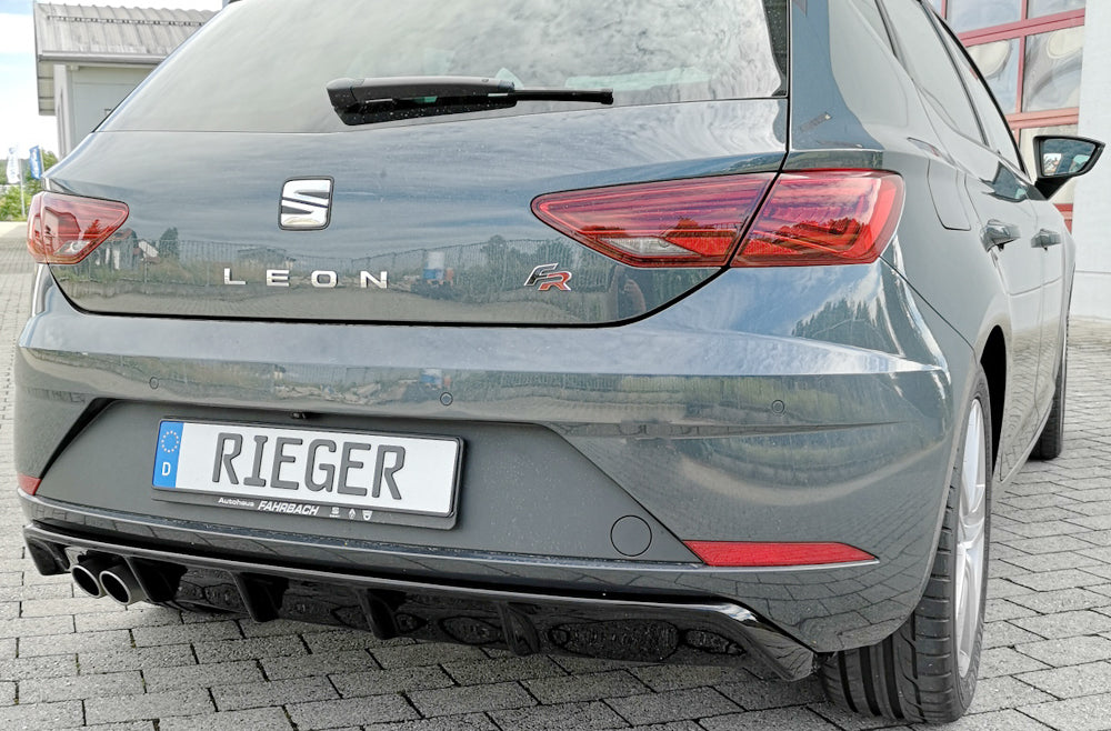 Rieger 00088132 SEAT 5F Leon FR Rear Diffuser for Twin Tailpipe Left - Glossy Black