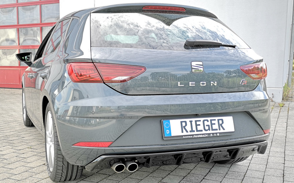 Rieger 00088132 SEAT 5F Leon FR Rear Diffuser for Twin Tailpipe Left - Glossy Black