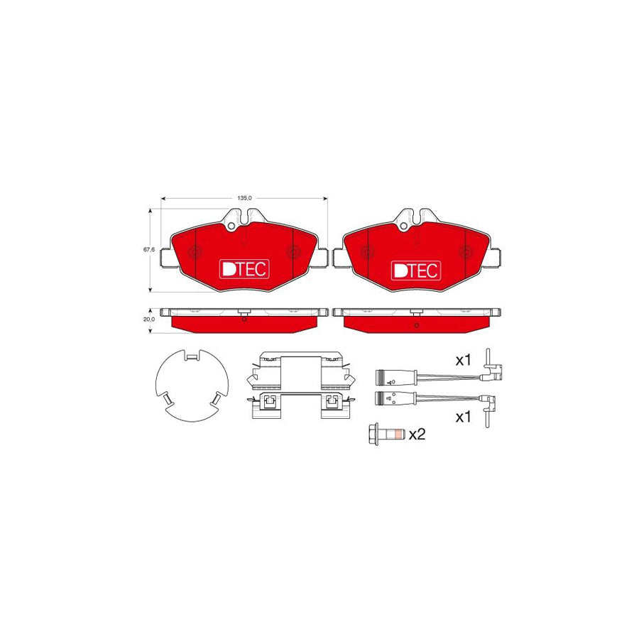 TRW Dtec Cotec Gdb1542Dte Brake Pad Set Suitable For Mercedes Benz E Class Incl Wear Warning Contact With Brake Caliper Screws With Accessories