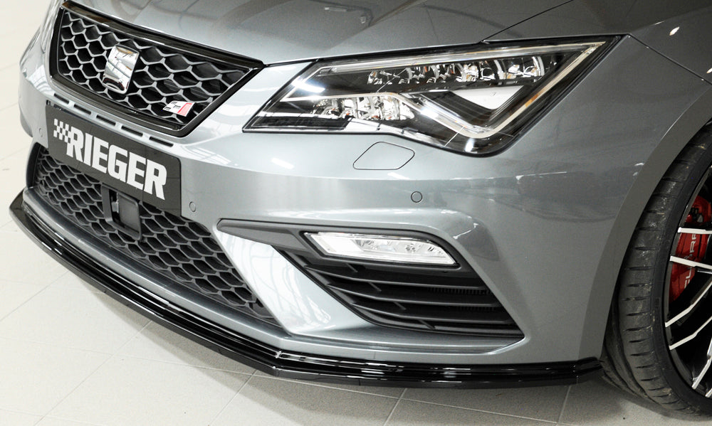 Rieger 00088131 SEAT 5F Front Splitter (Leon FR & Leon Cupra) - Glossy Black