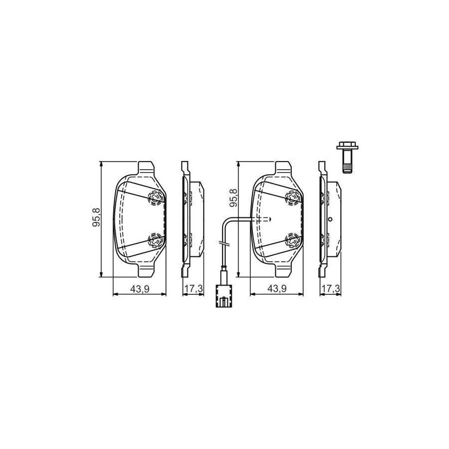 Bosch 0986Tb3162 Brake Pad Set Incl Wear Warning Contact With Integrated Wear Sensor With Bolts