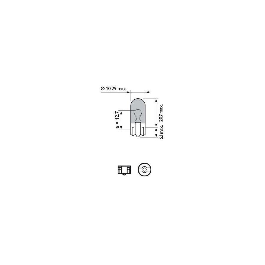 PHILIPS 12961WVUB2 Bulb, indicator 12V 5W, W5W, Wedge Base Lamp, W2,1x9,5d