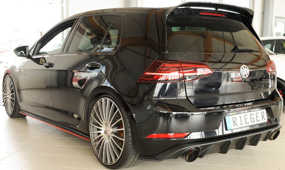 Rieger 00059589 VW Mk7 Golf GTI Rear Diffuser for Original Tailpipe Left & RIght - Matte Black