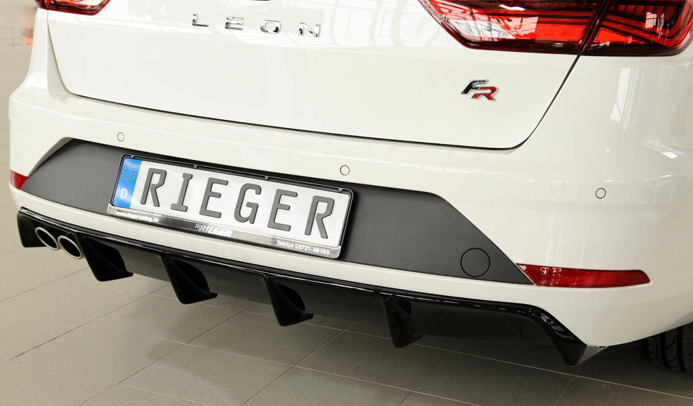 Rieger 00088134 SEAT 5F Leon FR Rear Diffuser for Twin Tailpipe Left - Glossy Black