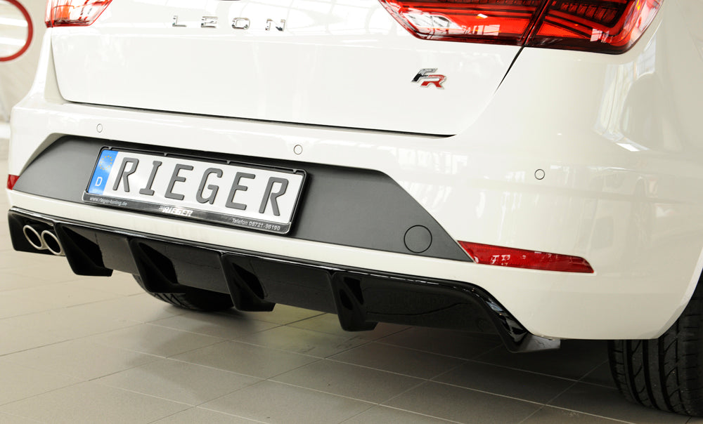 Rieger 00088134 SEAT 5F Leon FR Rear Diffuser for Twin Tailpipe Left - Glossy Black