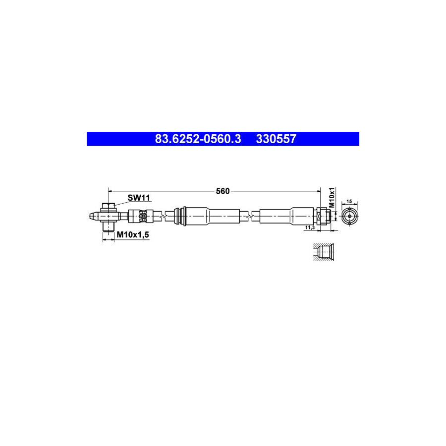 ATE 83 6252 0560 3 Brake Hose 560Mm M10X1