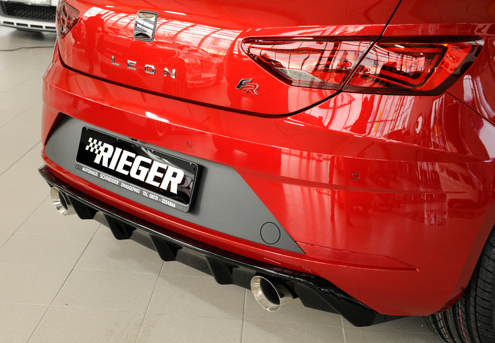 Rieger 00088133 SEAT 5F Leon FR Rear Diffuser for Sport Tailpipe Left & Right - Glossy Black