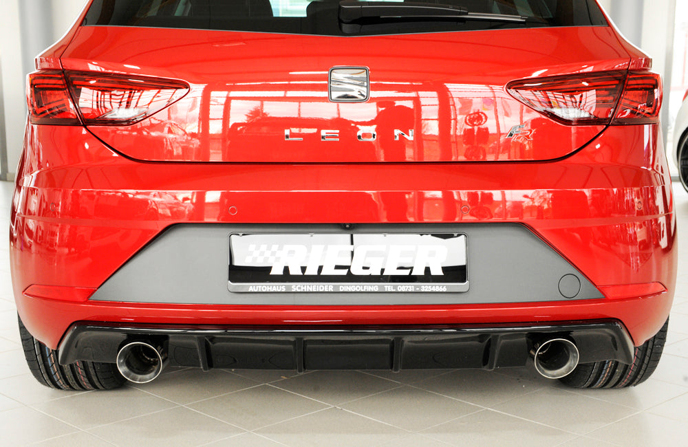 Rieger 00088133 SEAT 5F Leon FR Rear Diffuser for Sport Tailpipe Left & Right - Glossy Black