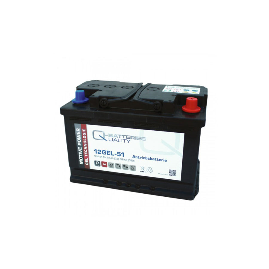 Q-Batteries 12GEL51 traction battery 12V 52Ah (5h), 60Ah (20h) maintenancefree gel battery VRLA