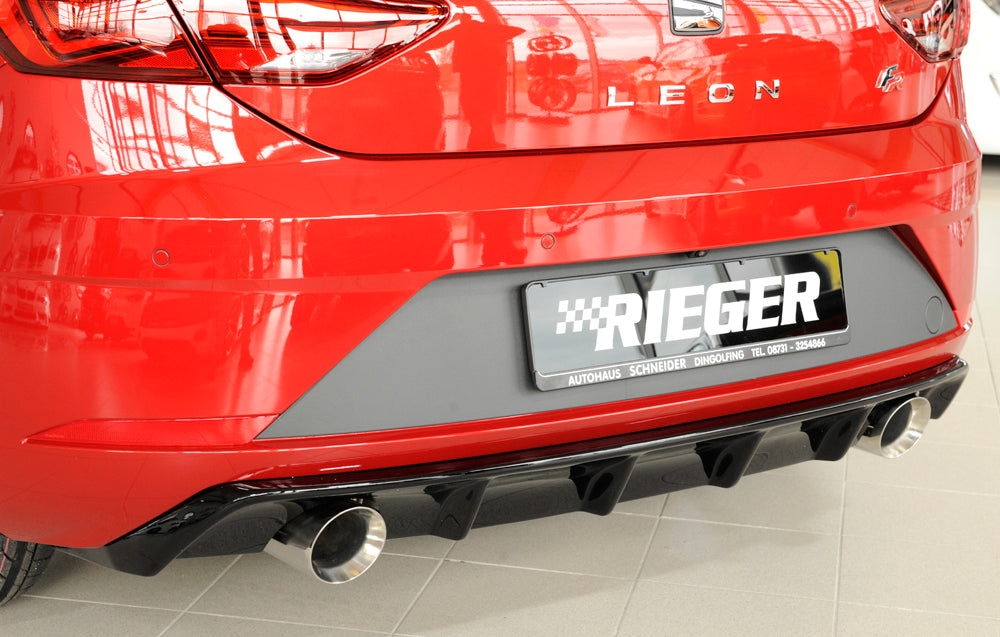 Rieger 00088133 SEAT 5F Leon FR Rear Diffuser for Sport Tailpipe Left & Right - Glossy Black