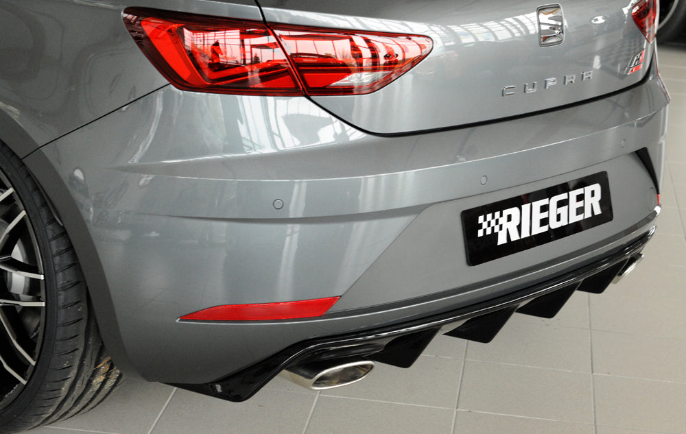 Rieger 00088136 SEAT 5F Leon Cupra Rear Diffuser for Original Tailpipe Left & RIght - Glossy Black