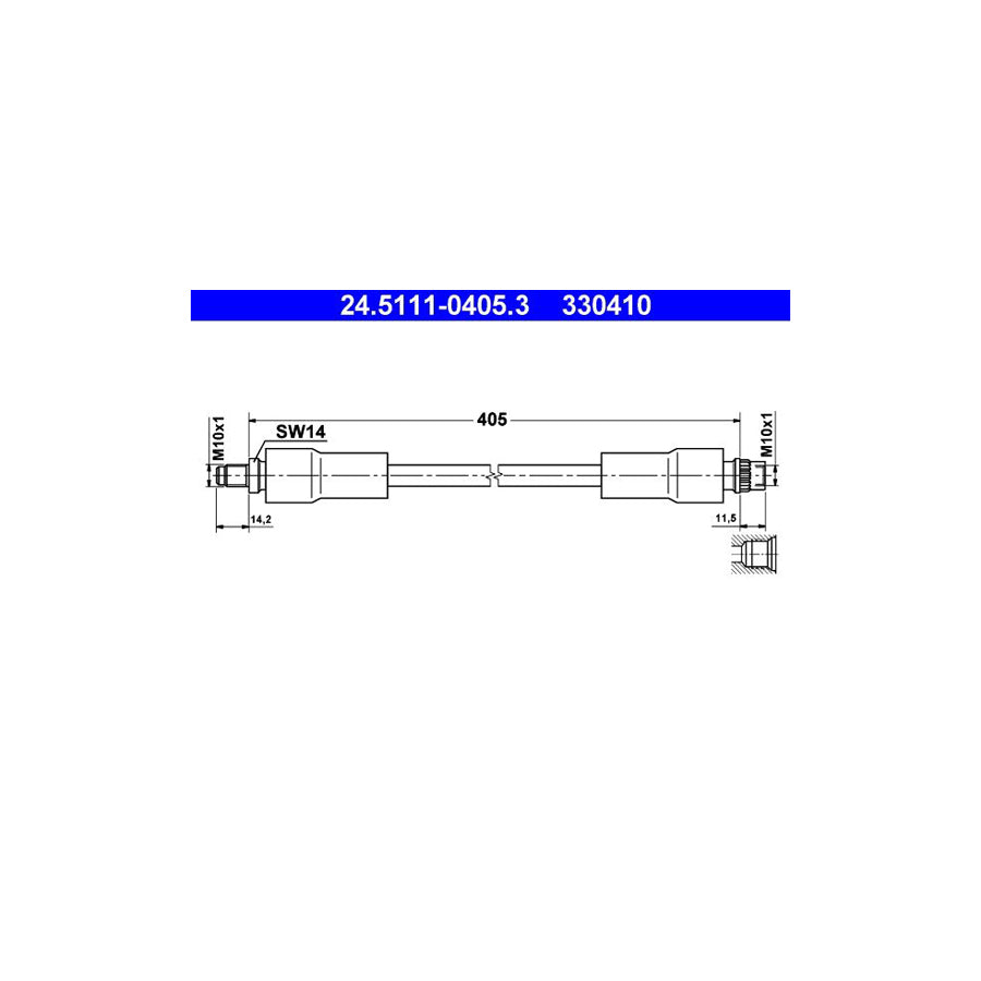 ATE 24 5111 0405 3 Brake Hose for RENAULT 25 405Mm M10X1