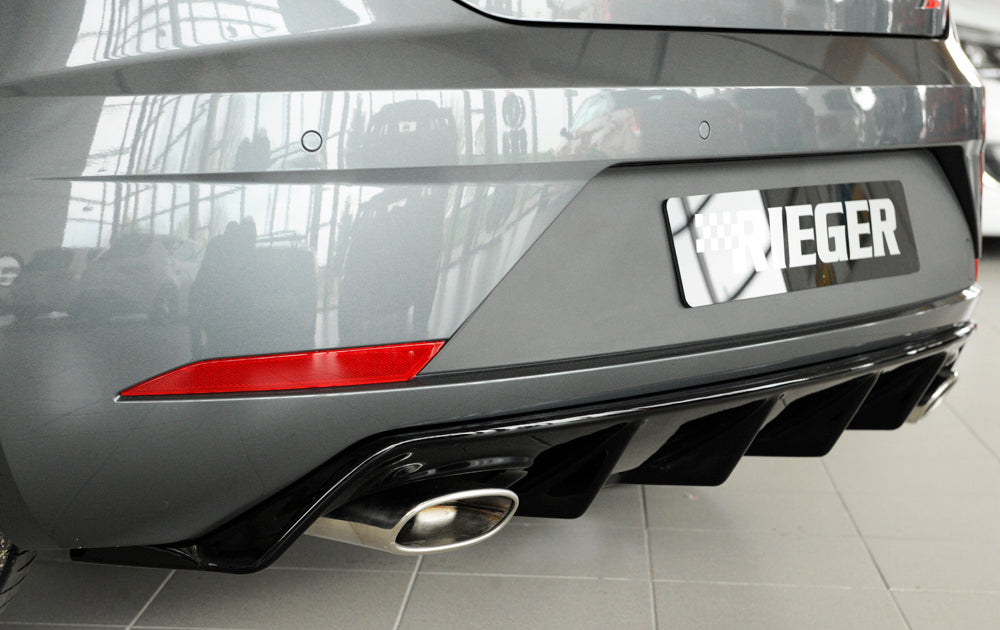 Rieger 00088136 SEAT 5F Leon Cupra Rear Diffuser for Original Tailpipe Left & RIght - Glossy Black