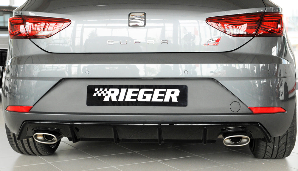 Rieger 00088136 SEAT 5F Leon Cupra Rear Diffuser for Original Tailpipe Left & RIght - Glossy Black
