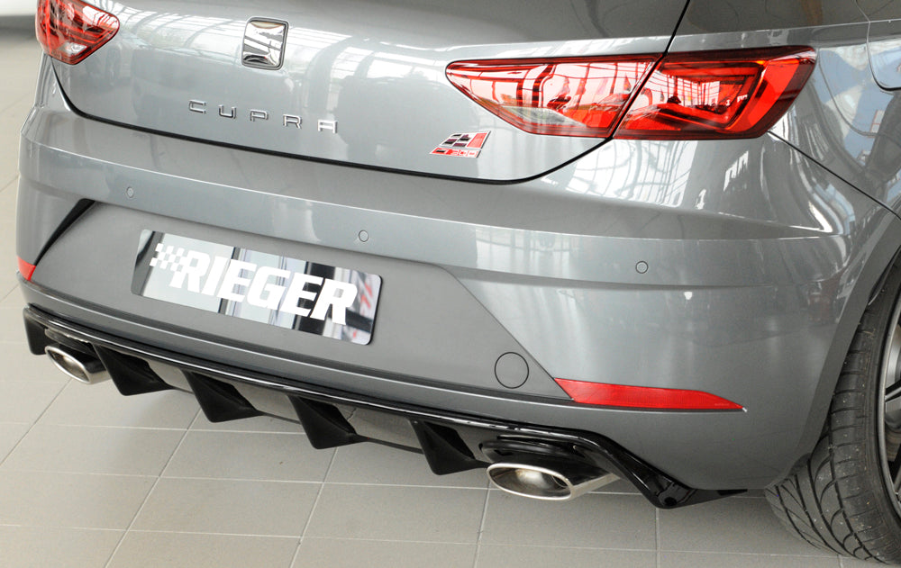 Rieger 00088136 SEAT 5F Leon Cupra Rear Diffuser for Original Tailpipe Left & RIght - Glossy Black