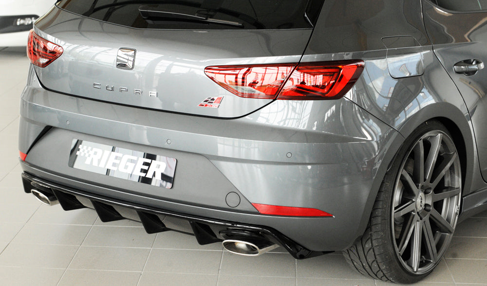 Rieger 00088136 SEAT 5F Leon Cupra Rear Diffuser for Original Tailpipe Left & RIght - Glossy Black