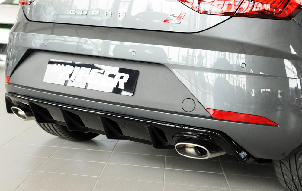Rieger 00088136 SEAT 5F Leon Cupra Rear Diffuser for Original Tailpipe Left & RIght - Glossy Black