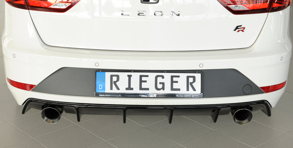 Rieger 00088135 SEAT 5F Leon FR Rear Diffuser for Sport Tailpipe Left & Right - Glossy Black