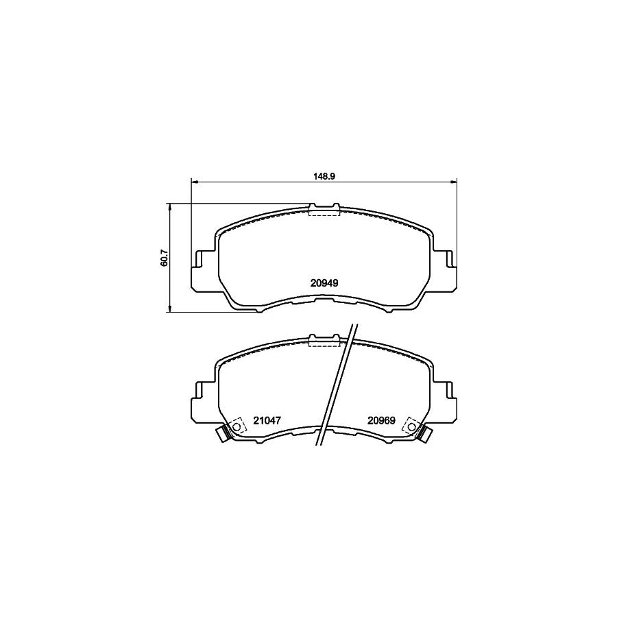 Hella 8DB 355 040 521 Brake Pad Set For Mitsubishi Eclipse Cross Gk_ Not Prepared For Wear Indicator