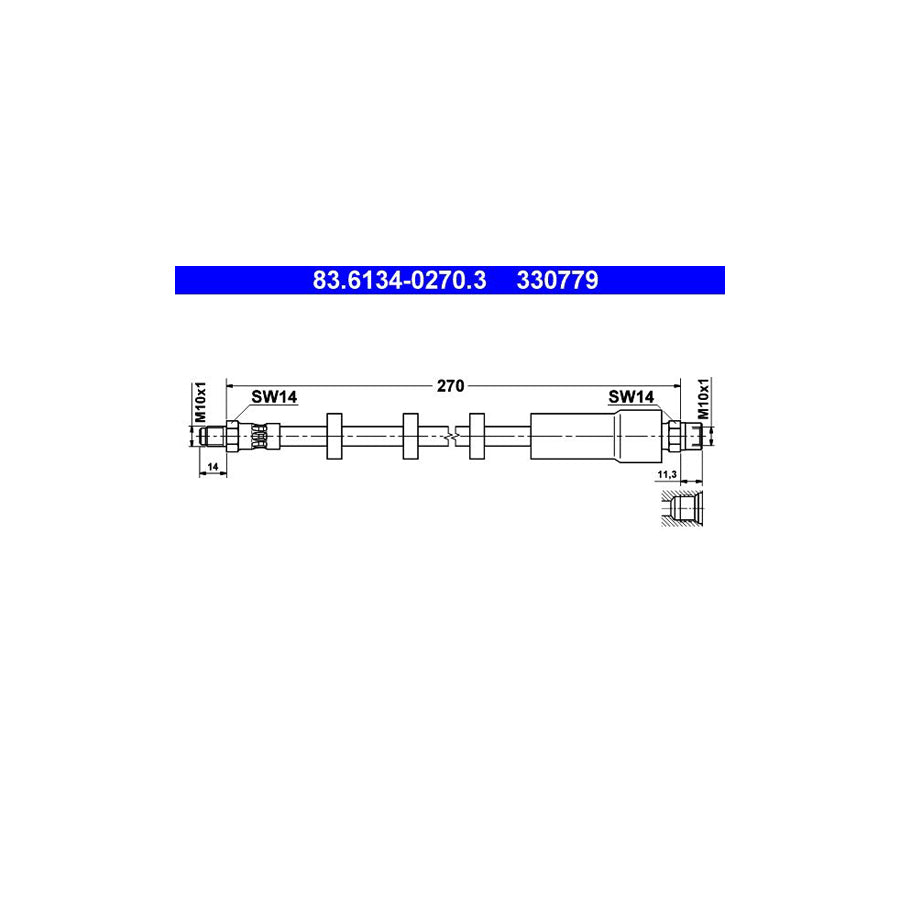 ATE 83 6134 0270 3 Brake Hose 270Mm M10X1