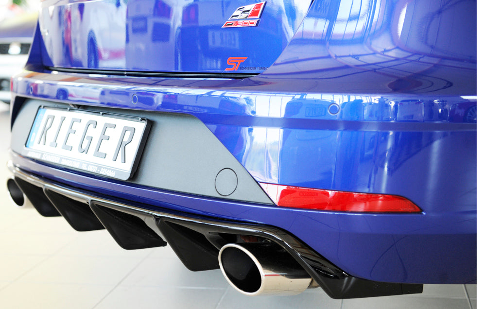 Rieger 00088137 SEAT 5F Leon Cupra Rear Diffuser for Original Tailpipe Left & RIght - Glossy Black