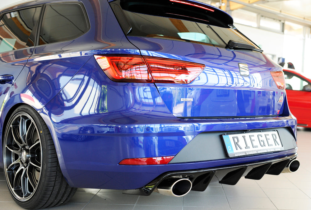 Rieger 00088137 SEAT 5F Leon Cupra Rear Diffuser for Original Tailpipe Left & RIght - Glossy Black