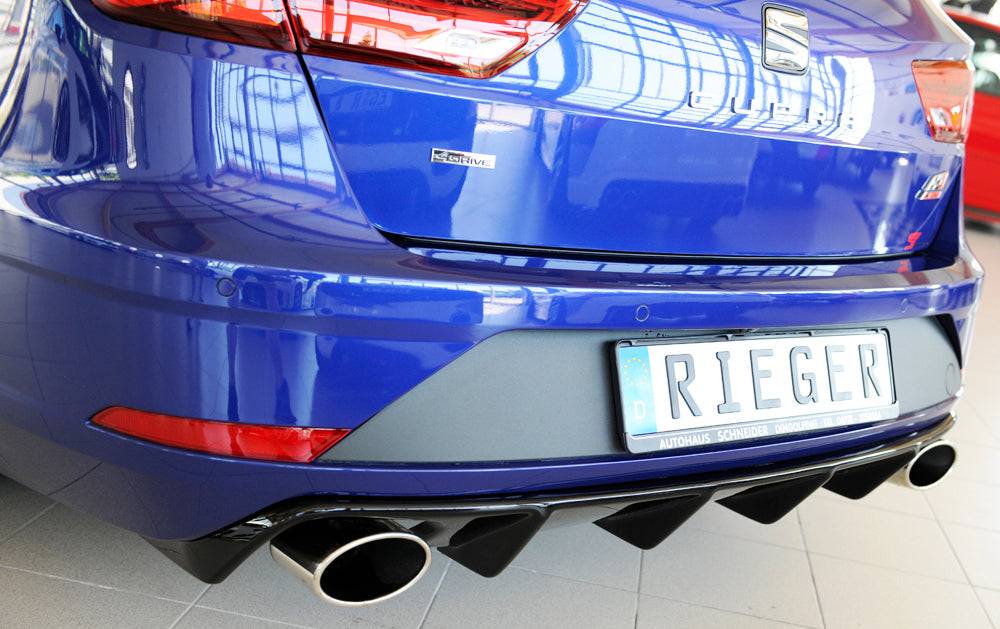 Rieger 00088137 SEAT 5F Leon Cupra Rear Diffuser for Original Tailpipe Left & RIght - Glossy Black