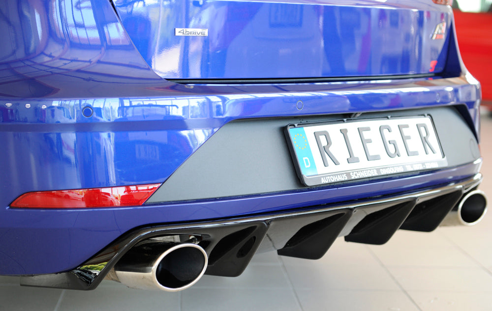 Rieger 00088137 SEAT 5F Leon Cupra Rear Diffuser for Original Tailpipe Left & RIght - Glossy Black