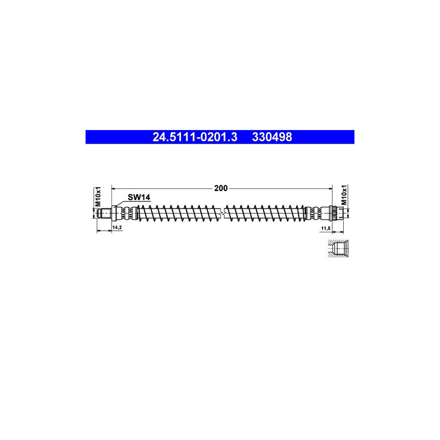 ATE 24 5111 0201 3 Brake Hose 200Mm M10X1