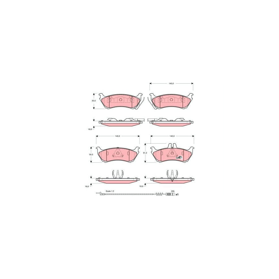 TRW Cotec Gdb1456 Brake Pad Set Suitable For Mercedes Benz Ml Class W163 Incl Wear Warning Contact