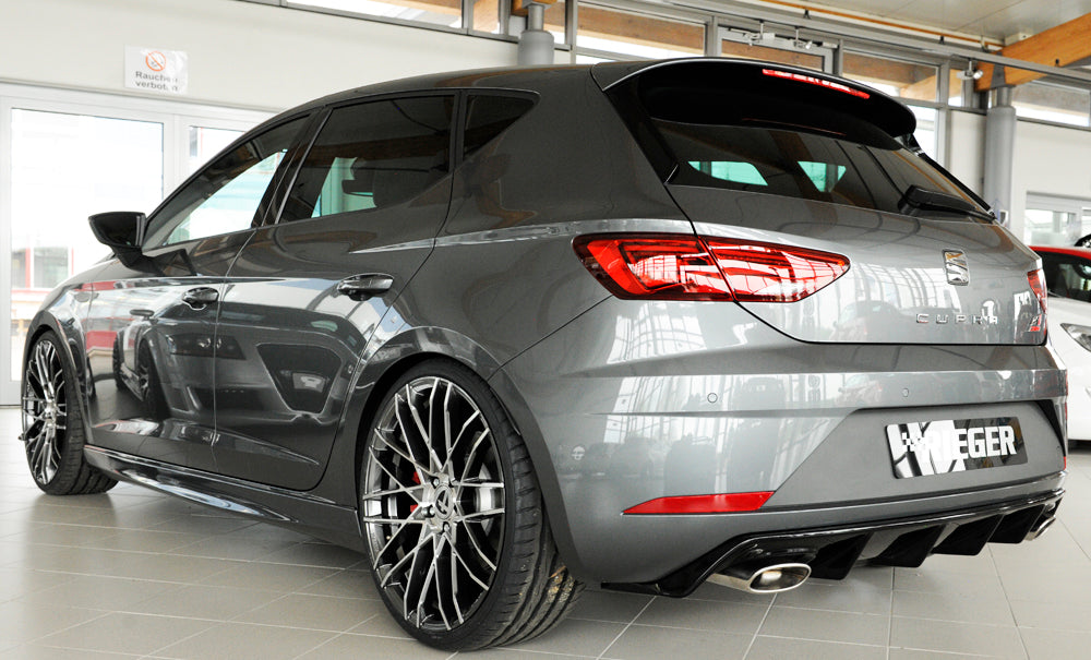 Rieger 00088136 SEAT 5F Leon Cupra Rear Diffuser for Original Tailpipe Left & RIght - Glossy Black
