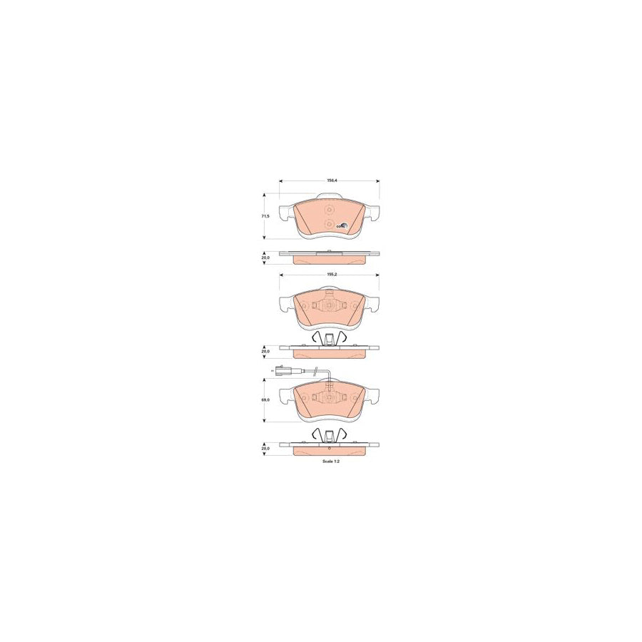 TRW Cotec Gdb1864 Brake Pad Set Incl Wear Warning Contact
