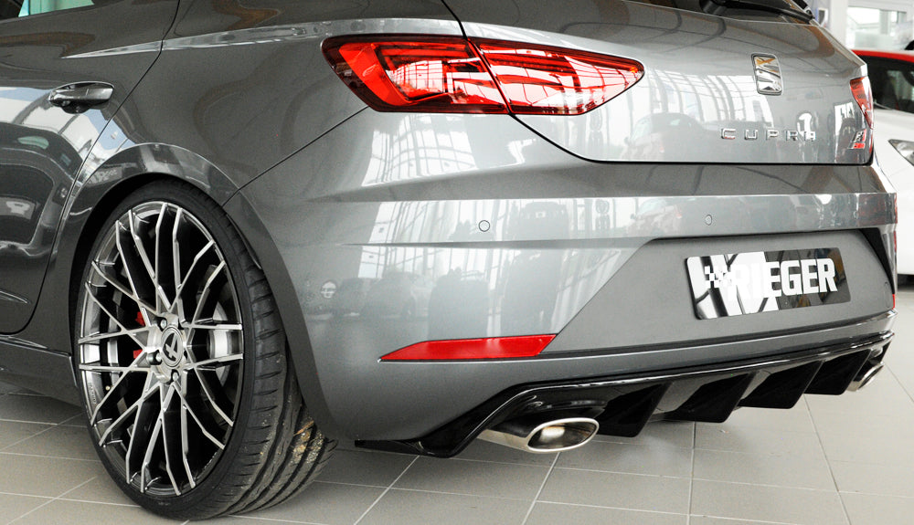 Rieger 00088136 SEAT 5F Leon Cupra Rear Diffuser for Original Tailpipe Left & RIght - Glossy Black