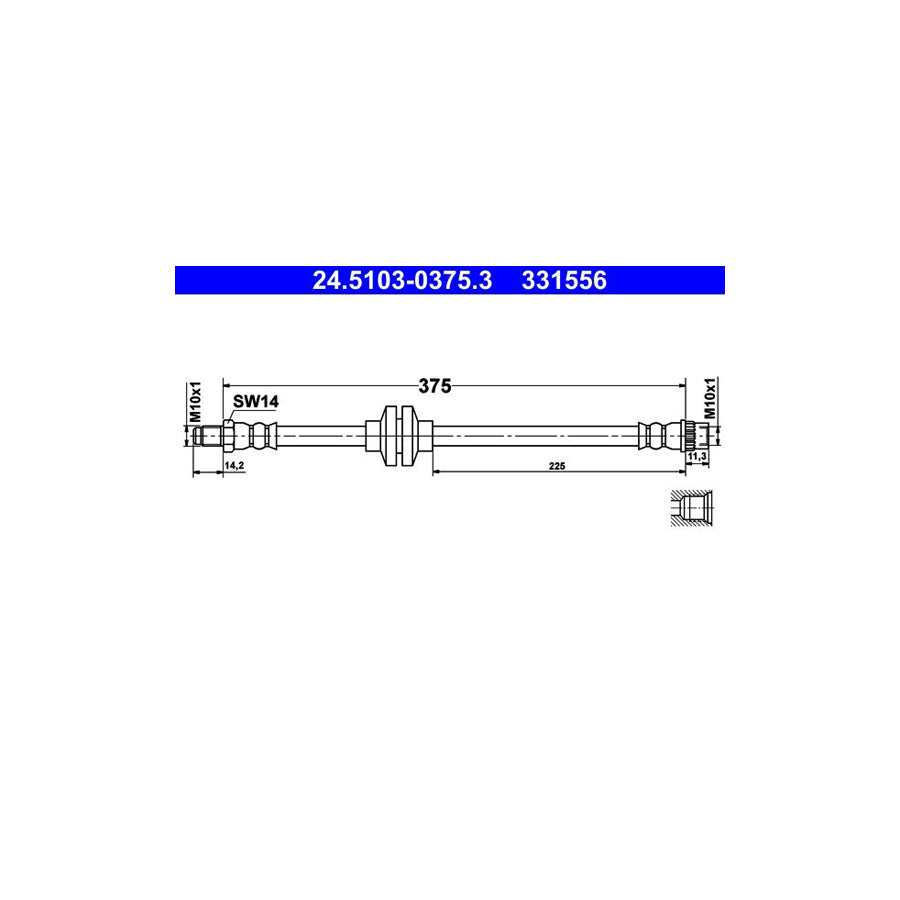 ATE 24 5103 0375 3 Brake Hose 375Mm M10X1