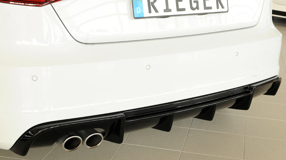 Rieger 00088141 Audi 8V A3 Rear Diffuser for Twin Tailpipe Left - Glossy Black