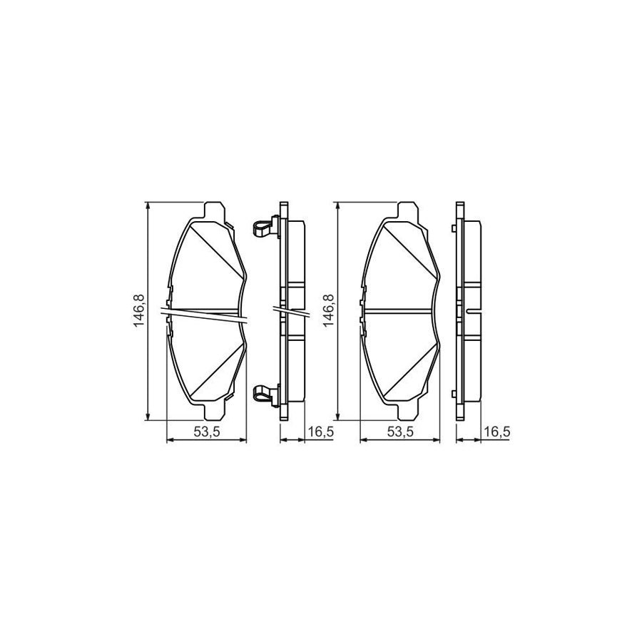 Bosch 0986494326 Brake Pad Set For Toyota Hilux Vii Pickup With Acoustic Wear Warning BP1216