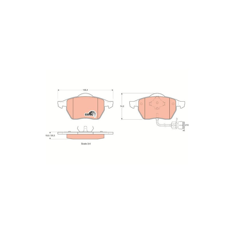 TRW Cotec Gdb1049 Brake Pad Set Incl Wear Warning Contact