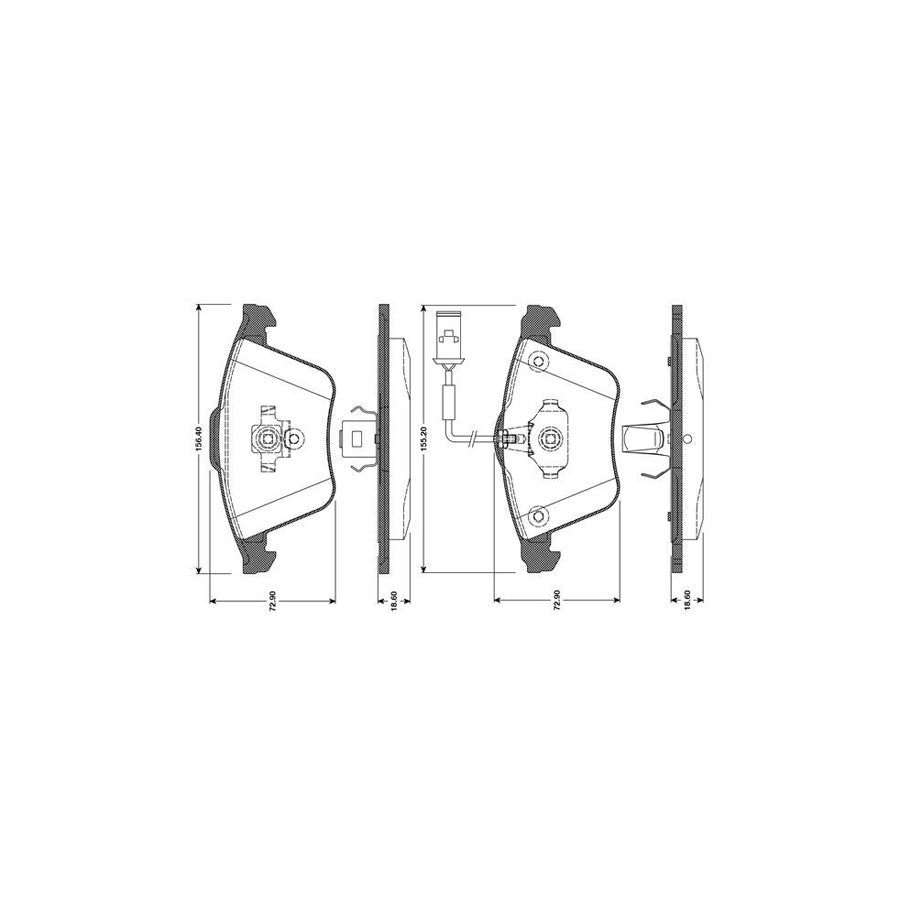 Bosch 0986Tb3080 Brake Pad Set Excl Wear Warning Contact