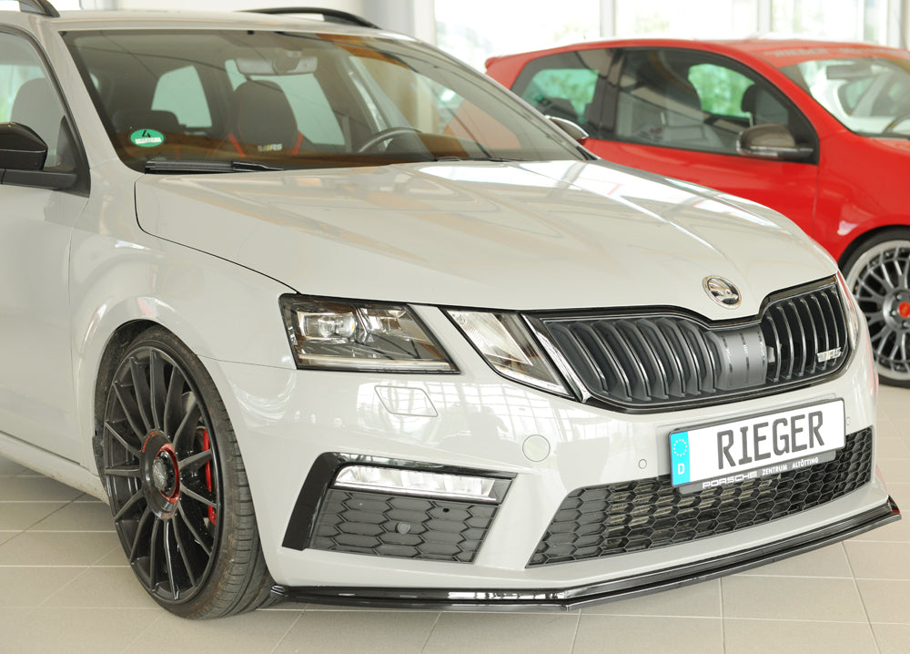 Rieger 00088140 Skoda 5E Octavia RS Front Splitter - Glossy Black
