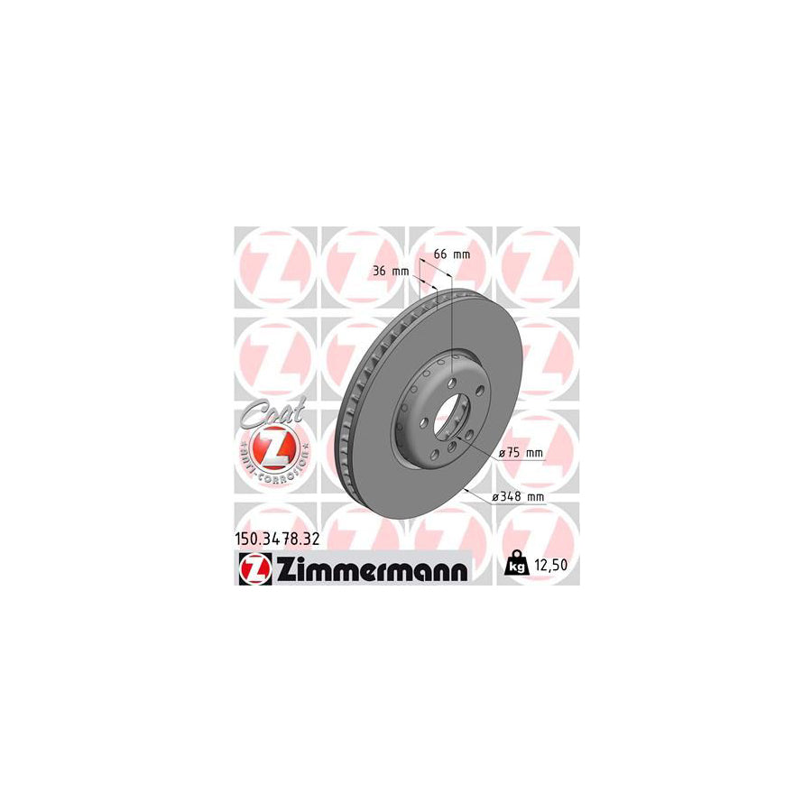 ZIMmERMANN FORMULA F COAT Z 150 3478 32 Brake Disc Internally Vented Two piece brake disc Coated High carbon